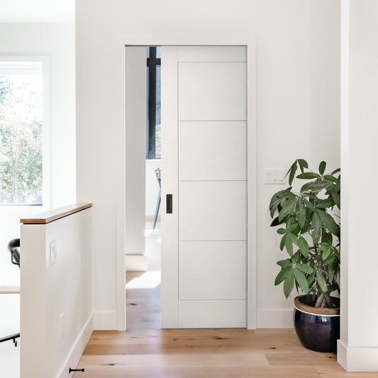 White Moulded Internal Lifestyle Ladder Framed Pocket Door Set (123283)