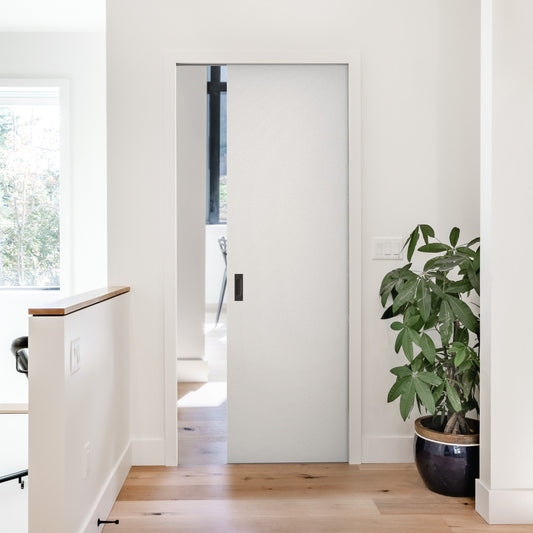 White Primed Internal Lifestyle Flush Framed Pocket Door Set (123286)