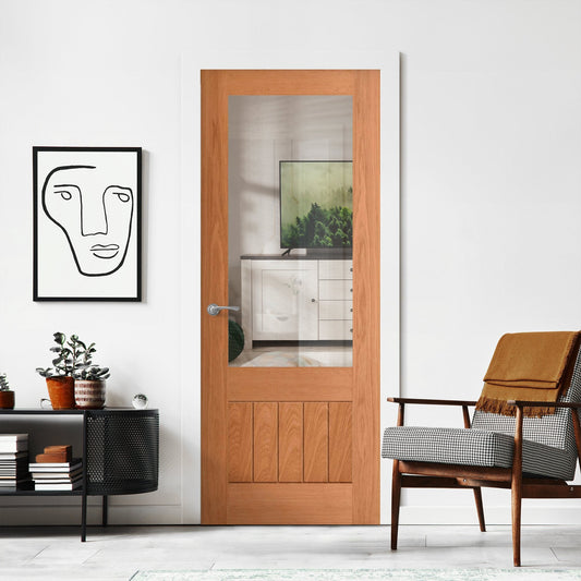 Oak Internal Fully Finished Malton 1 Light Clear Glass FD30 Fire Door (121946)