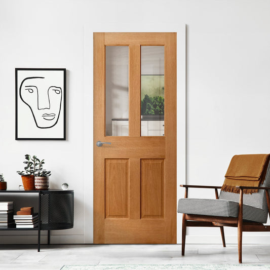 Oak Internal Fully Finished Farley 1 Panel 1 Light Clear Glass FD30 Fire Door (121950)
