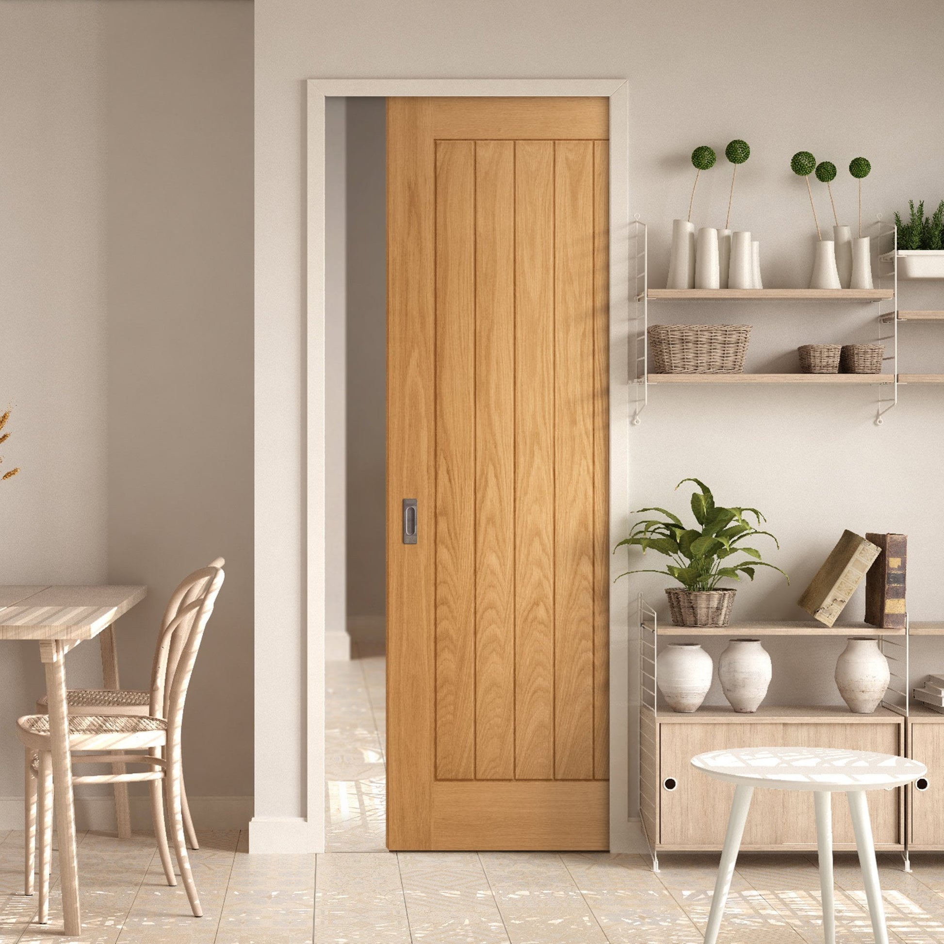 Oak Fully Finished Internal Farley Framed Pocket Door Set (123199)