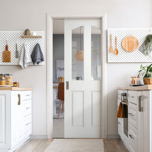 White Lifestyle 2 Light Framed Pocket Door Set (123279)