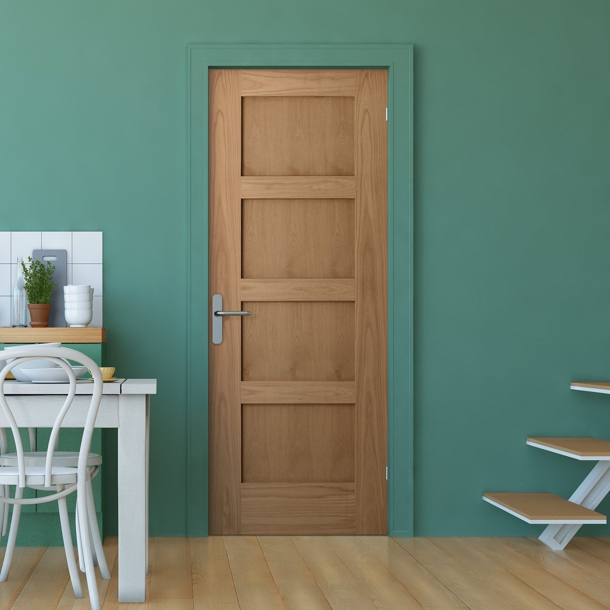 B-Grade Oak Internal Unfinished Shaker 4 Panel FD30 Fire Door (123688)