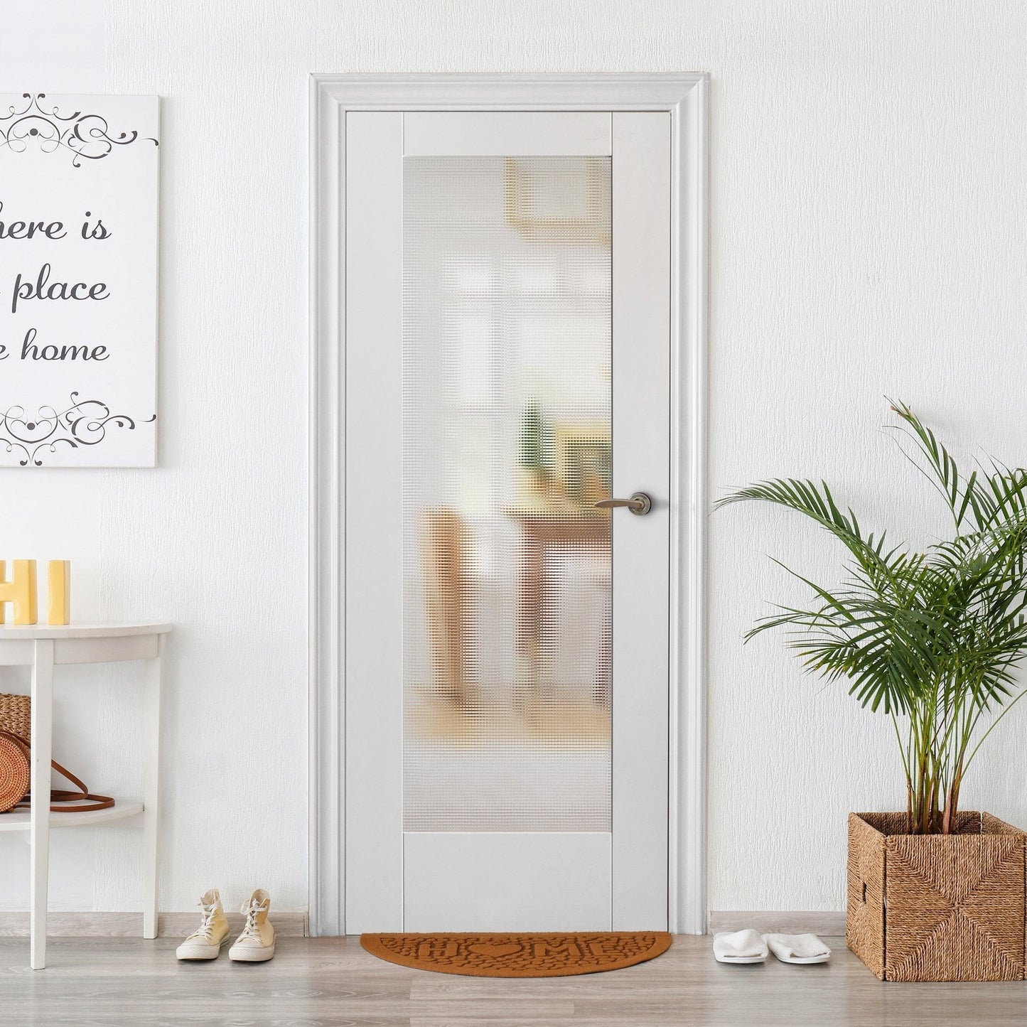 B-Grade White Internal Primed Pattern 10 Ocean Glass Door (123693)