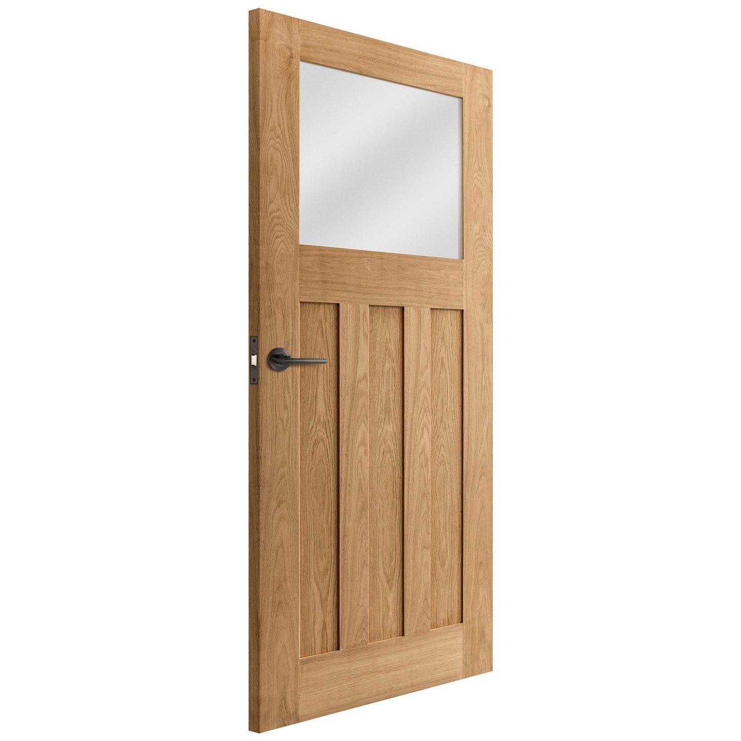 B-Grade Oak Internal Unfinished 1930's DX 3 Panel 1L Obscure Glass Door (123698)
