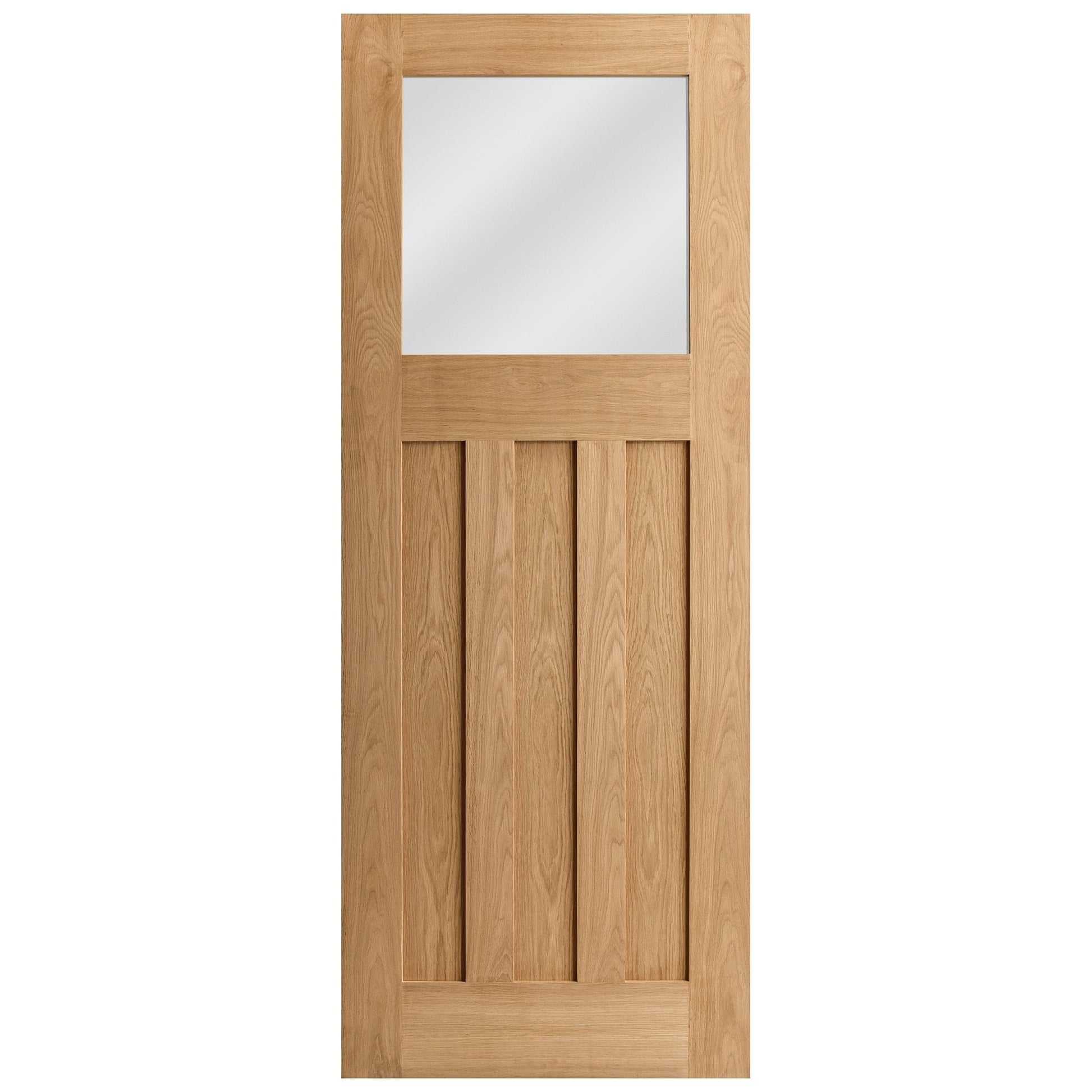 B-Grade Oak Internal Unfinished 1930's DX 3 Panel 1L Obscure Glass Door (123698)
