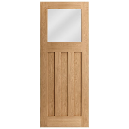 B-Grade Oak Internal Unfinished 1930's DX 3 Panel 1L Obscure Glass Door (123698)
