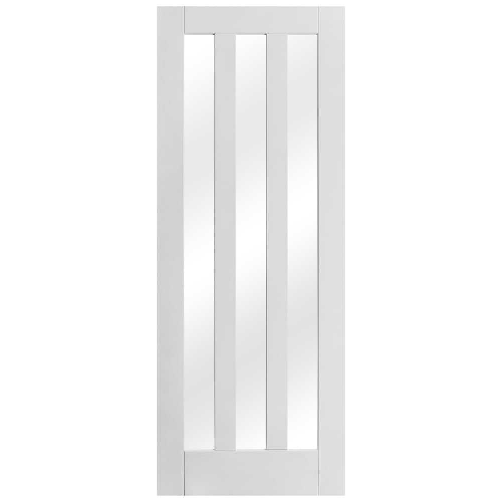 B-Grade White Internal Primed Ashton 3 Light Clear Glass Door (123699)
