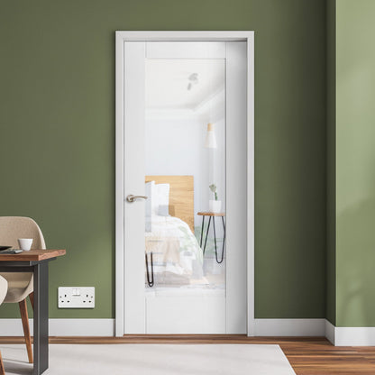 B-Grade White Internal Primed Pattern 10 Clear Glass Door (123702)