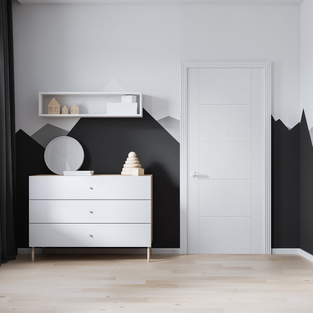 B-Grade White Internal Primed Parma 5 Panel FD30 Fire Door (123703)