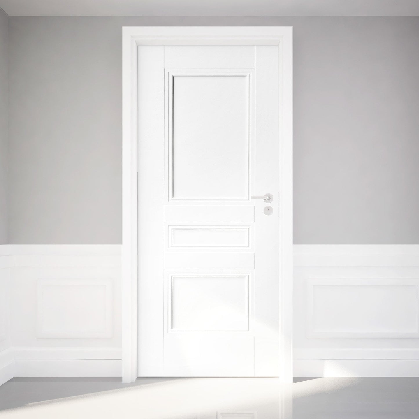 B-Grade White Internal Primed Elegance Henley 3 Panel FD30 Fire Door (123707)