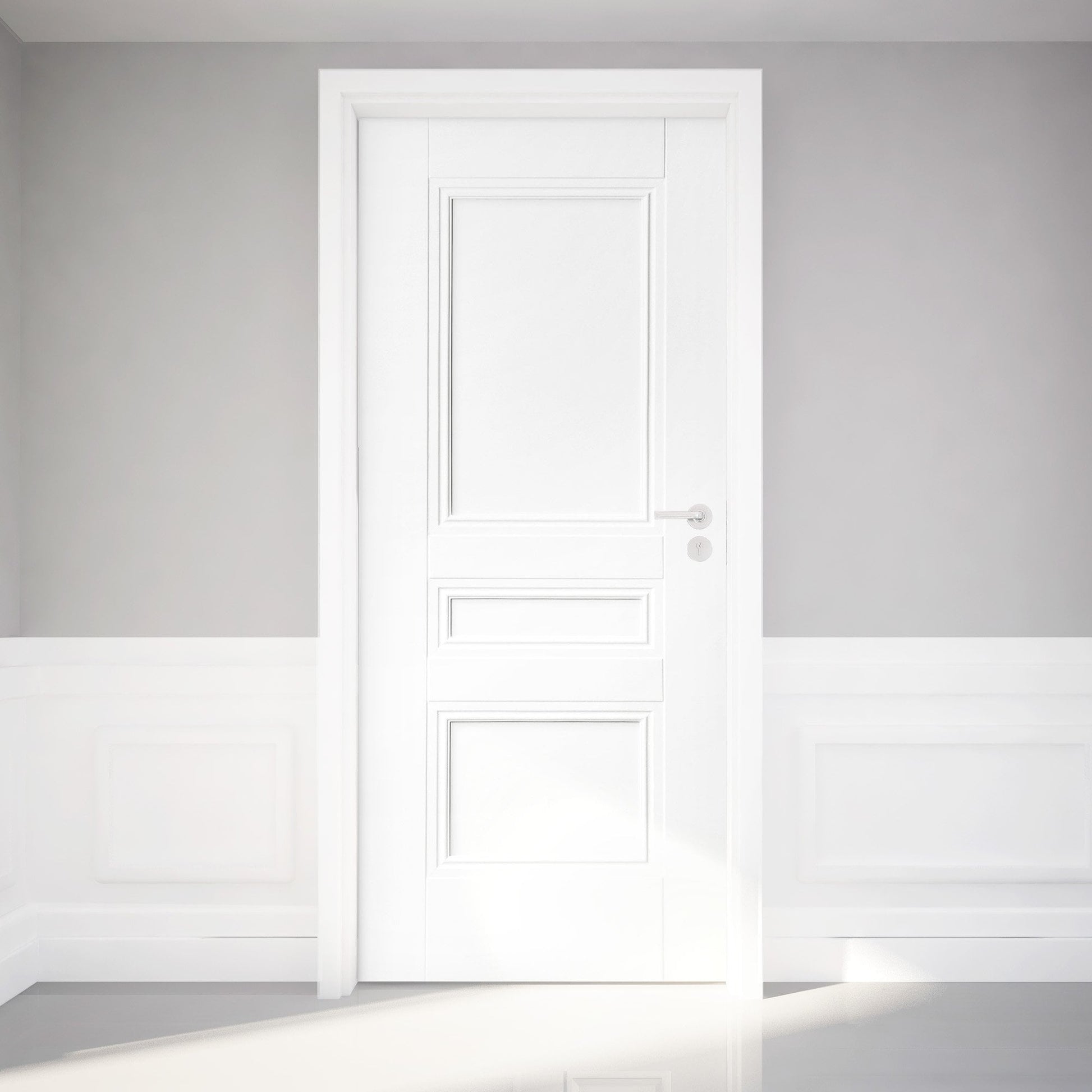 B-Grade White Internal Primed Elegance Henley 3 Panel FD30 Fire Door (123707)