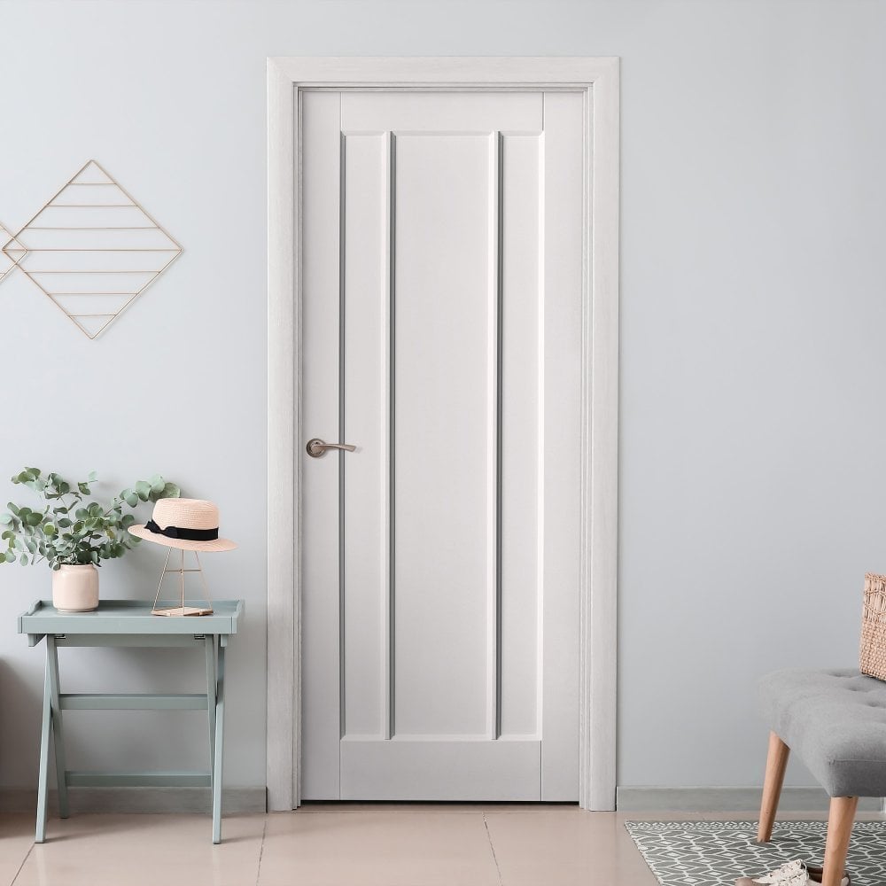 B-Grade White Internal Primed Toledo 3 Panel Fire Door (123710)