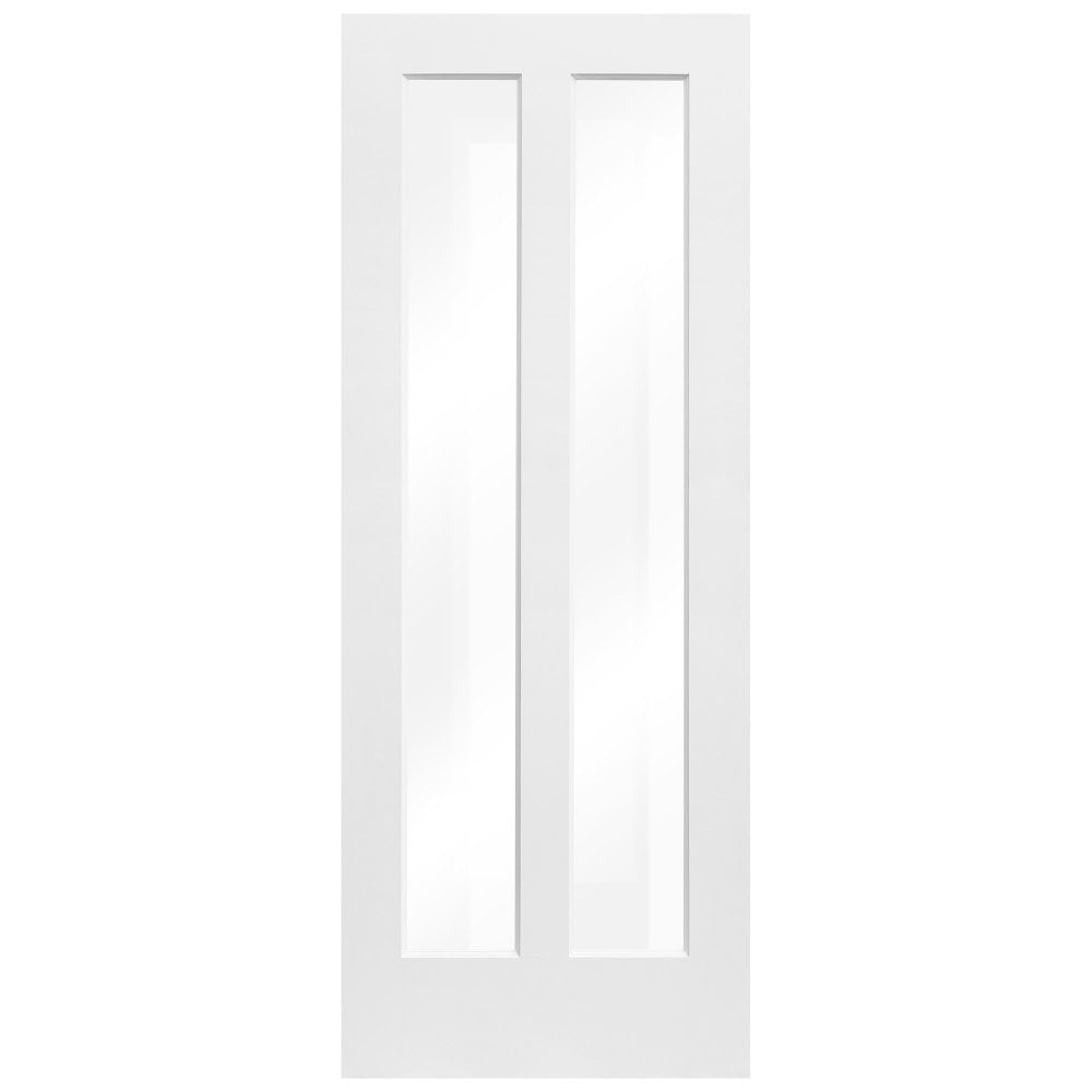 B-Grade White Internal Primed Almere 2 Light Clear Glass Door (123714)