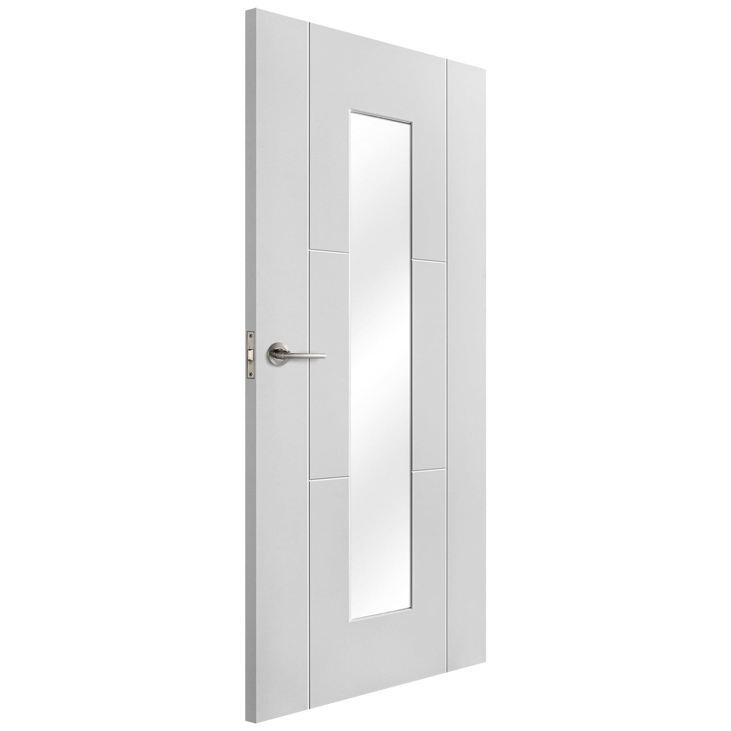 B-Grade White Internal Primed Trent 1 Light Clear Glass Door (123716)