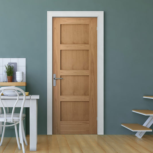 Oak Internal Unfinished Shaker 4 Panel FD30 Fire Door (51737)