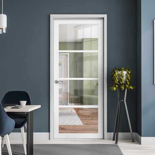 Internal Primed Studio Industrial 4 Light Clear Glass Door (121195)
