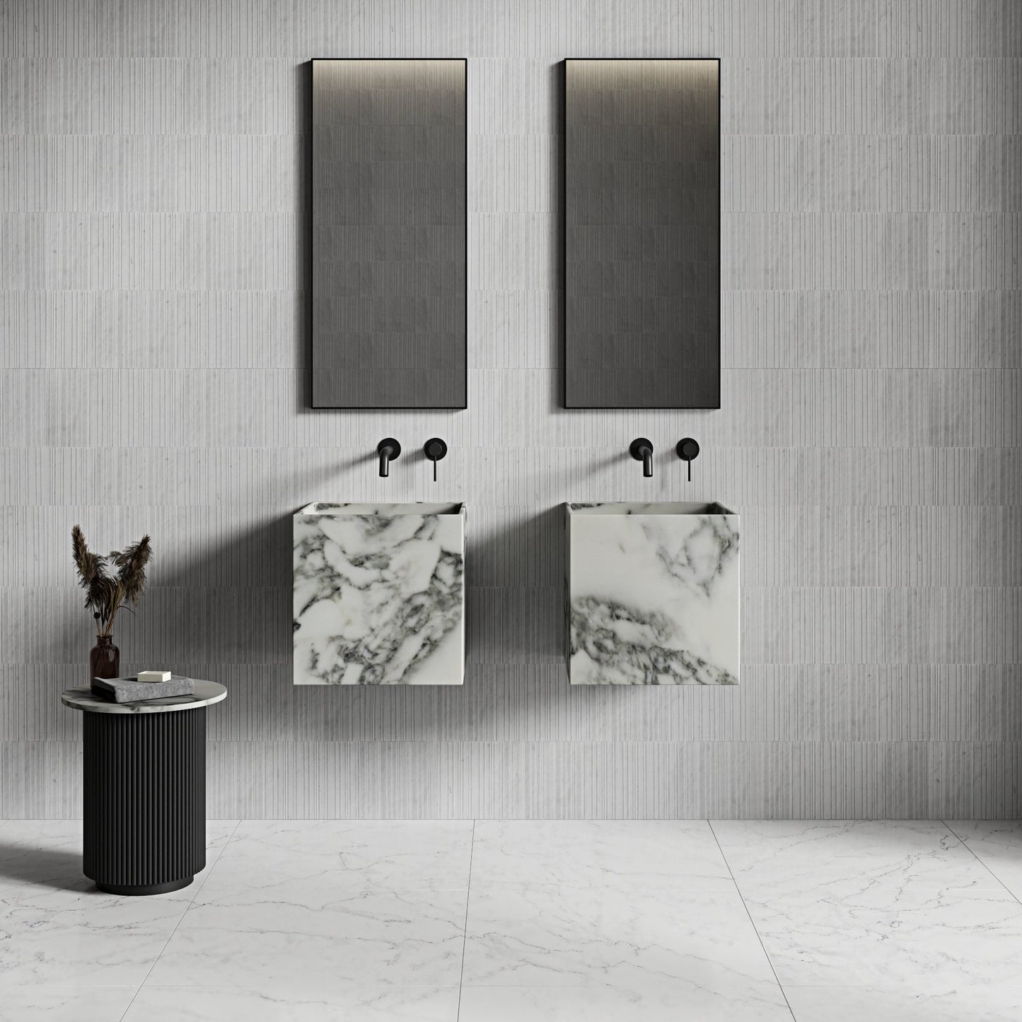 Ravine Carrra Marble Wall Hung Basin 400mm