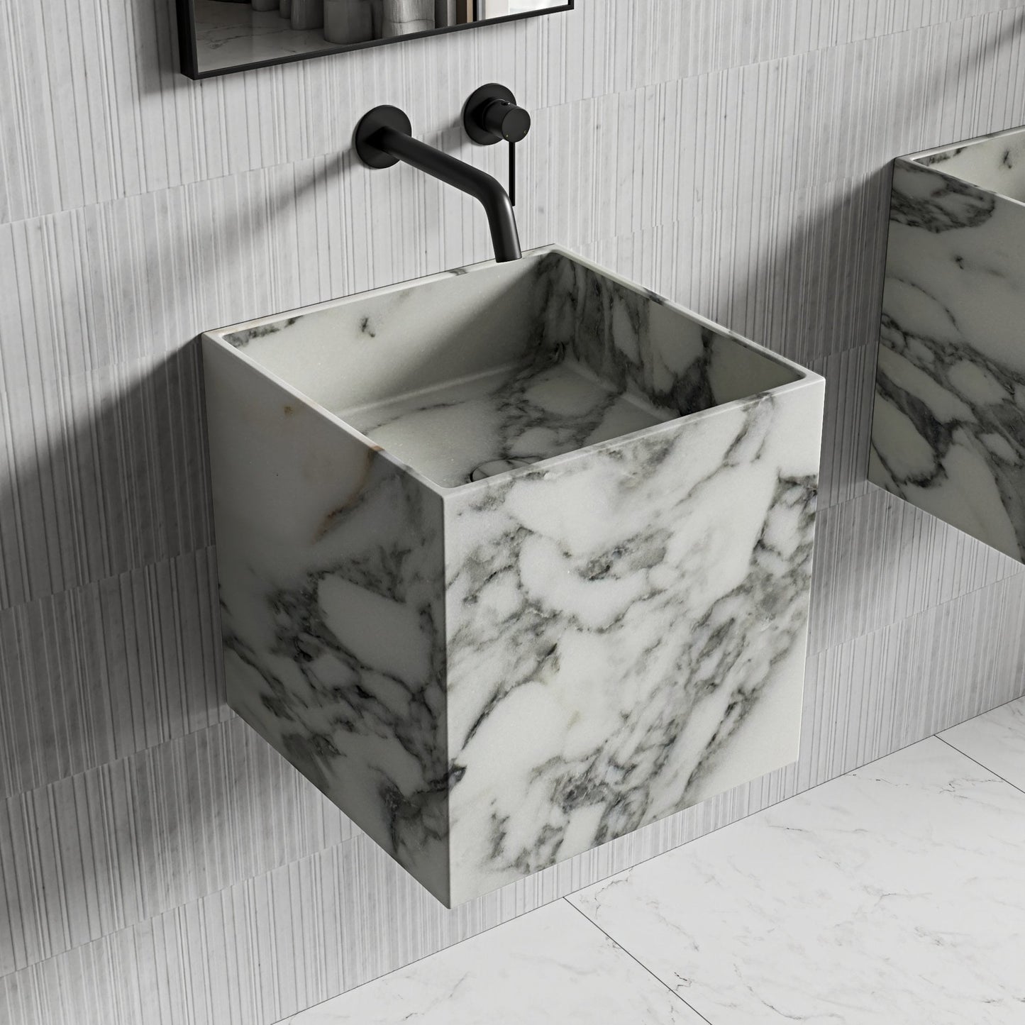 Ravine Carrra Marble Wall Hung Basin 400mm