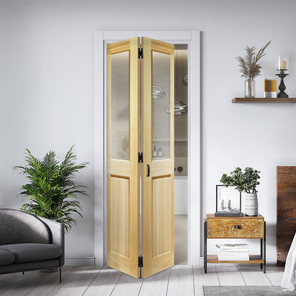 Clear Pine Internal Unfinished Malton 4 Panel 2 Light Clear Glass Bi-Fold Door (116648)