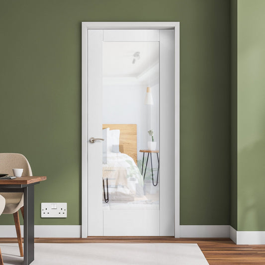 B-Grade White Internal Primed Pattern 10 Clear Glass Door (123853)
