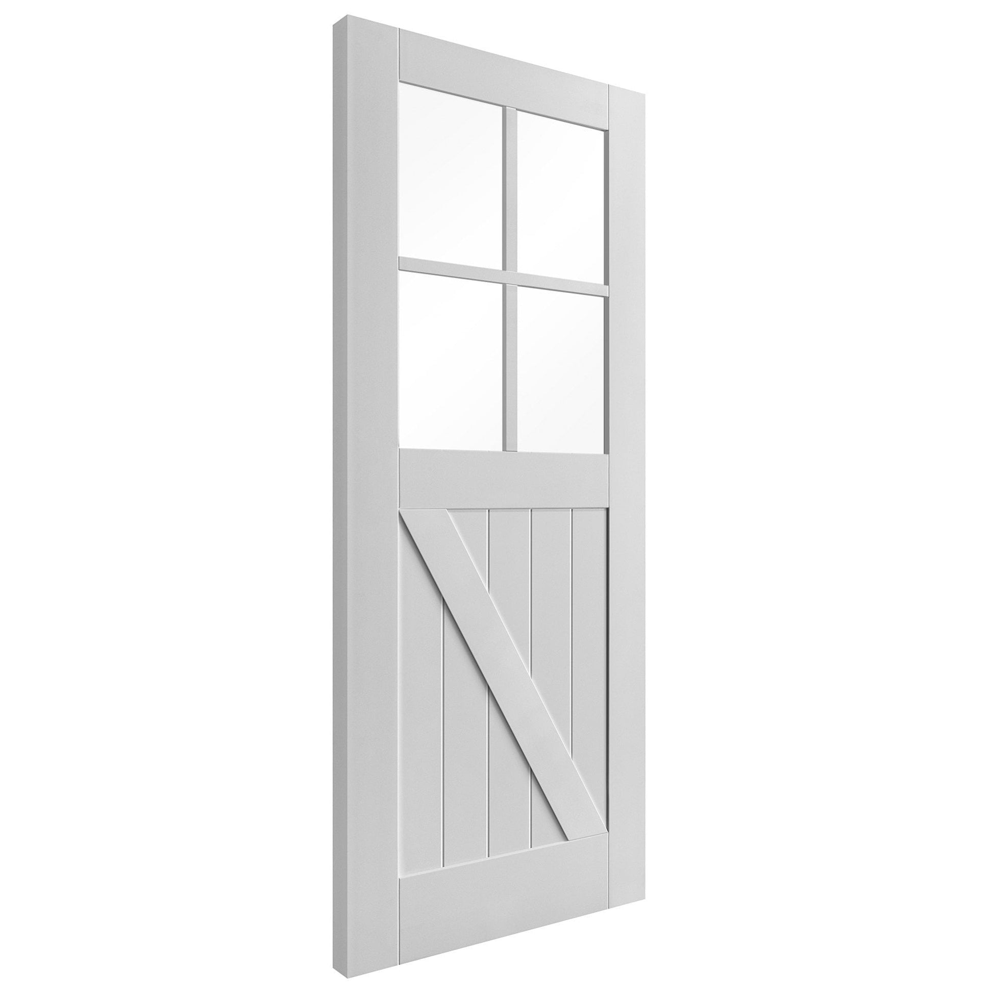 B-Grade White Internal Primed Barn FLB 4 Light Clear Glass Door (123856)
