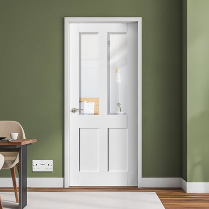 B-Grade White Internal Primed Berkeley 2 Panel 2 Light Bevelled Clear Glass Door (123859)