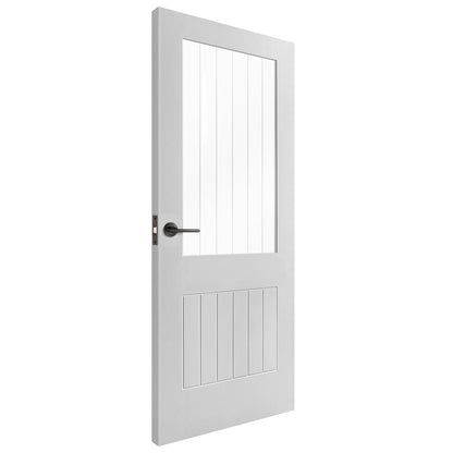 B-Grade White Internal Primed Cottage 1 Light Etched Lined Clear Glass Door (123860)
