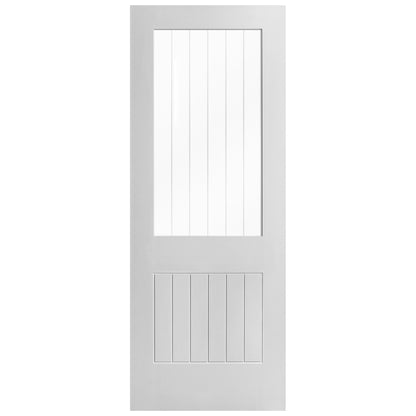 B-Grade White Internal Primed Cottage 1 Light Etched Lined Clear Glass Door (123860)