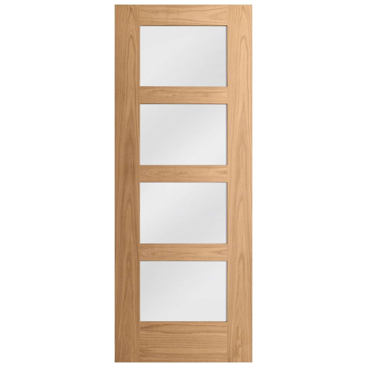 B-Grade Internal Oak Unfinished Shaker 4L Obscure Glass Door (IOS4POBG)