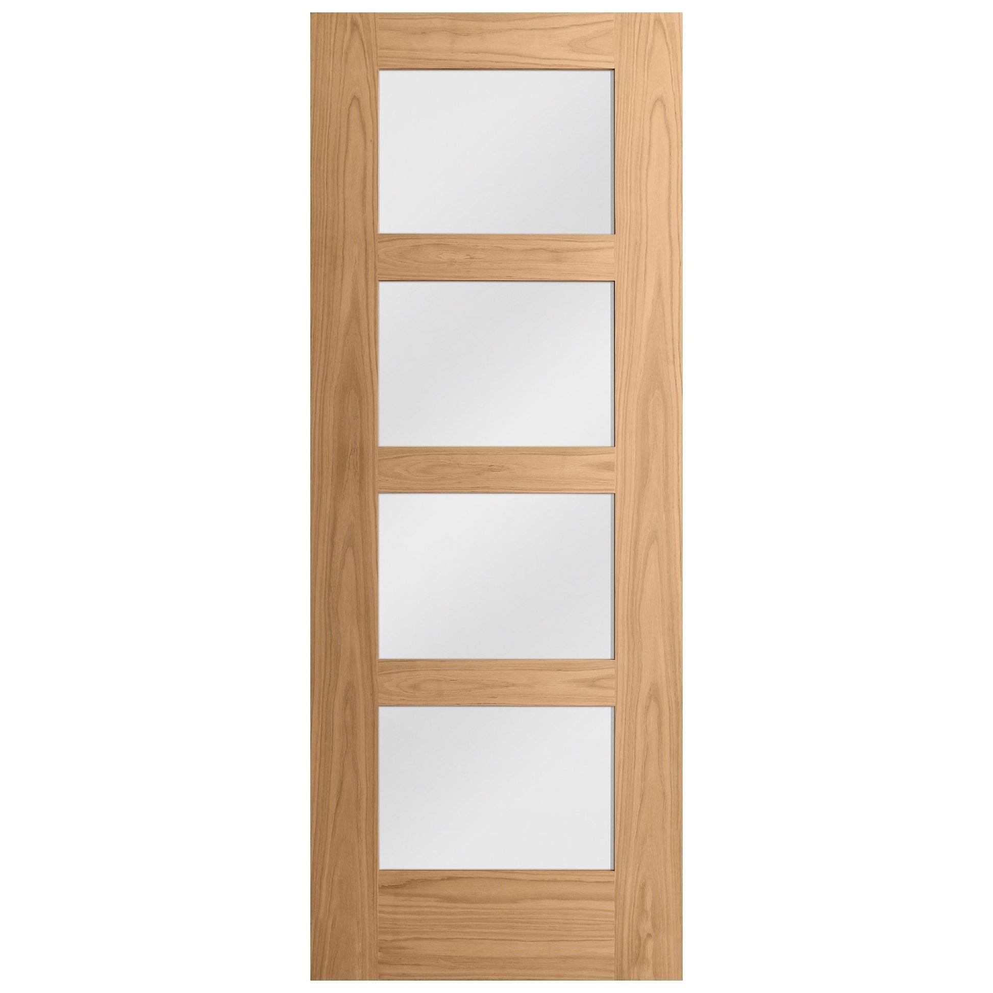 B-Grade Internal Oak Unfinished Shaker 4L Obscure Glass Door (IOS4POBG)