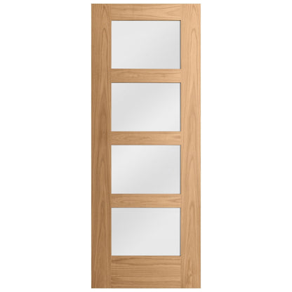B-Grade Internal Oak Unfinished Shaker 4L Obscure Glass Door (IOS4POBG)