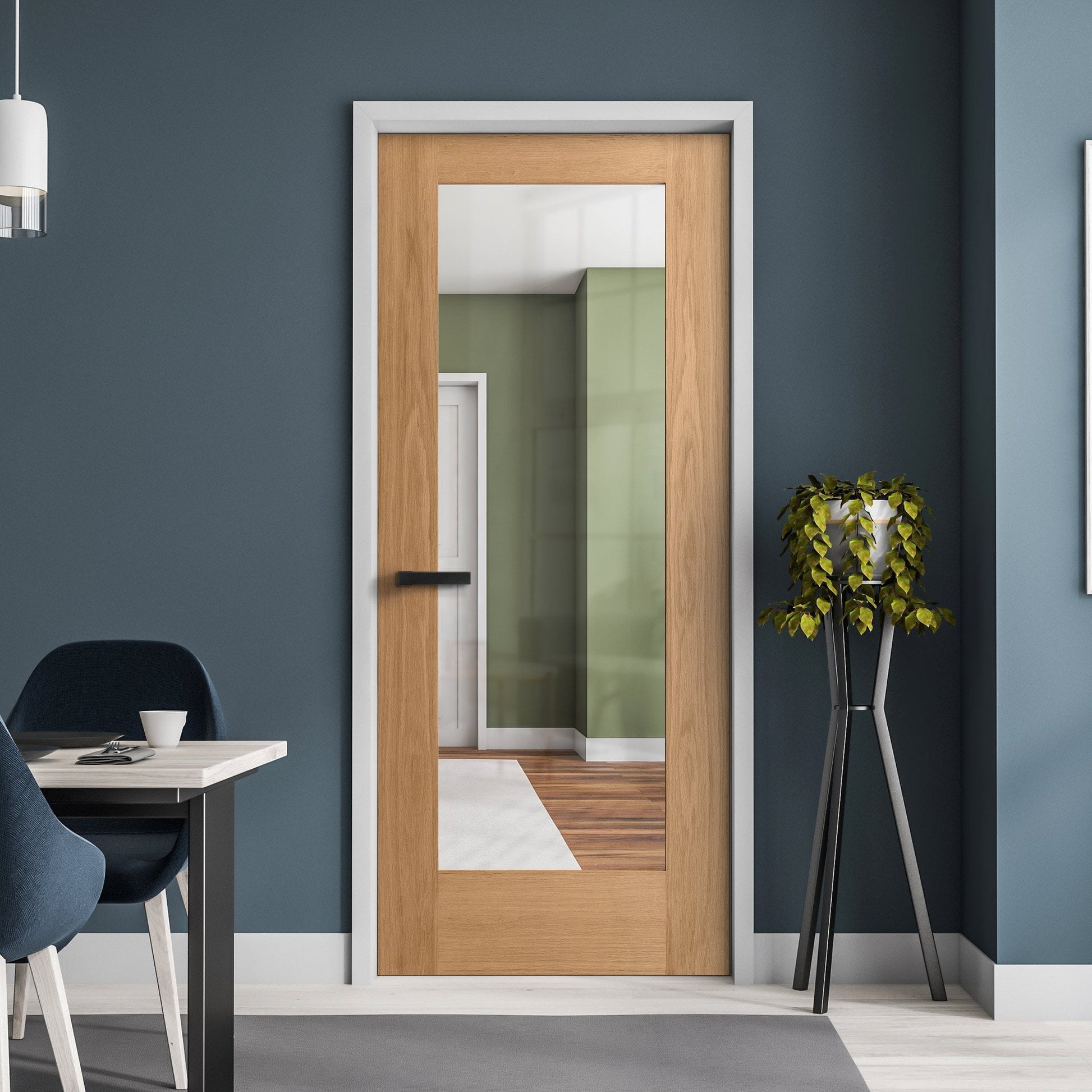 B-Grade Internal Oak Unfinished Pattern 10 1L Clear Glass Door (IOPAT10CG)