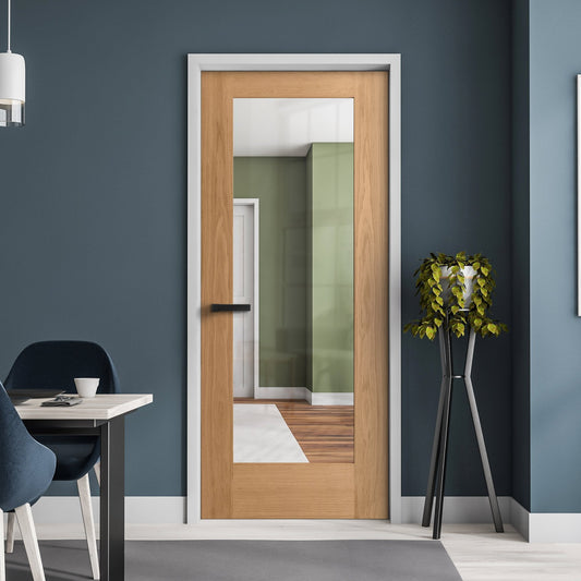 B-Grade Internal Oak Unfinished Pattern 10 1L Clear Glass Door (IOPAT10CG)