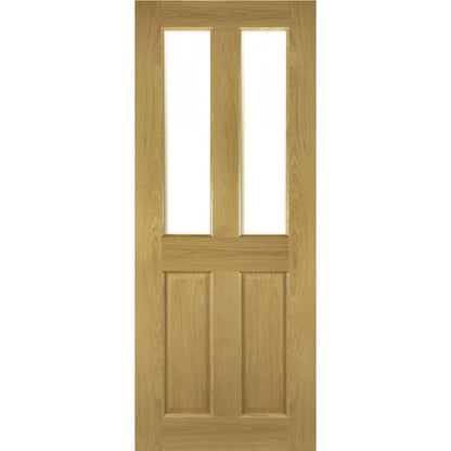 B-Grade Oak Internal Fully Finished Bury 2 Panel 2 Light Bevelled Clear Glass Door (123874)