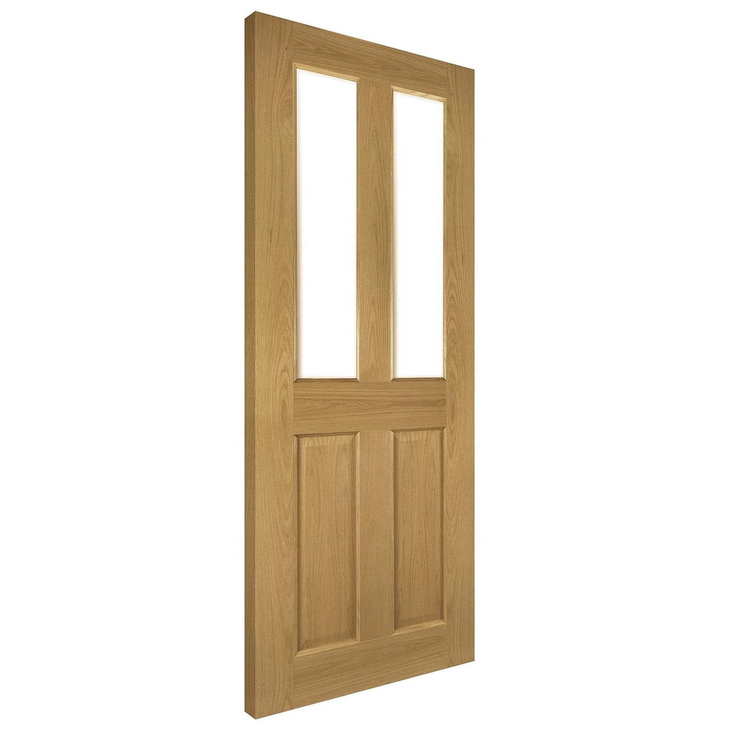 B-Grade Oak Internal Fully Finished Bury 2 Panel 2 Light Bevelled Clear Glass Door (123874)