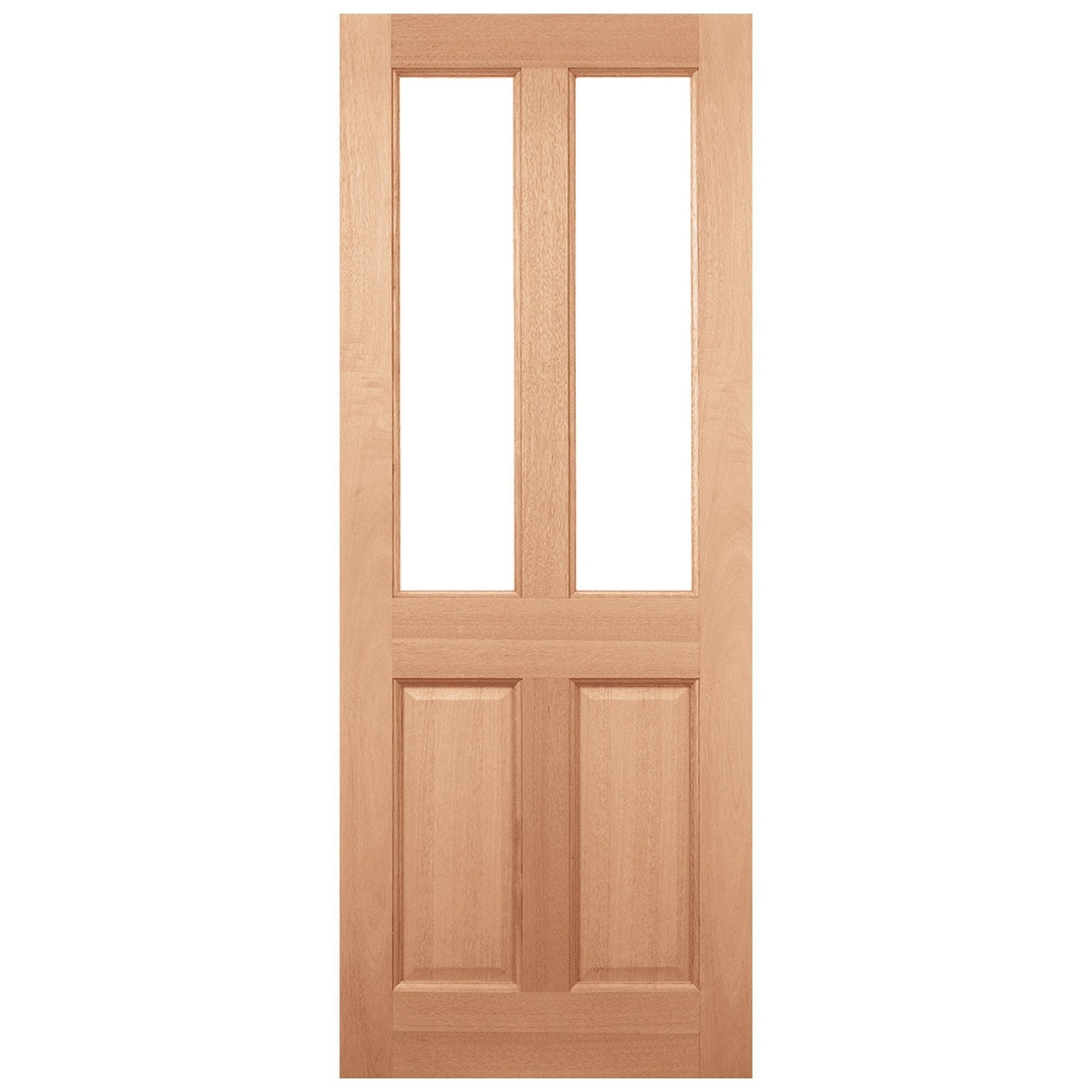 B-Grade Hardwood External Unfinished 4 Panel 2 Light Clear Glass Door (123875)