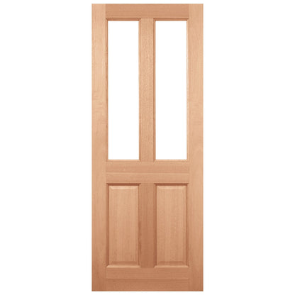 B-Grade Hardwood External Unfinished 4 Panel 2 Light Clear Glass Door (123875)