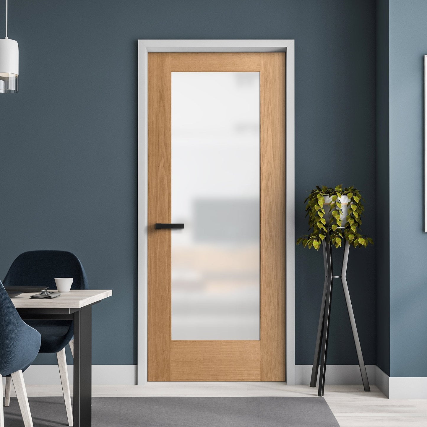 B-Grade Oak Internal Unfinished Pattern 10 1L Obscure Glass Door (IOPAT10OBG)