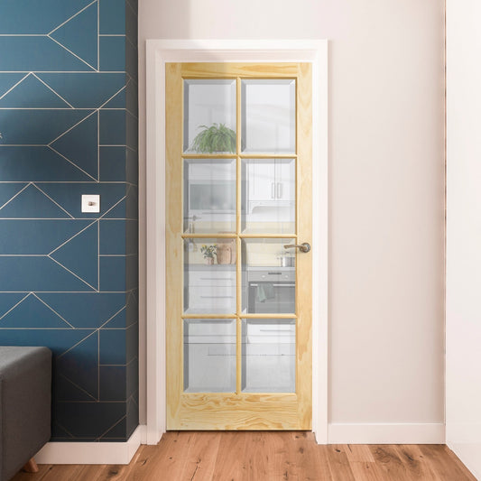 B-Grade Clear Pine Internal Unfinished SA 8 Clear Bevelled Glass Door (123877)