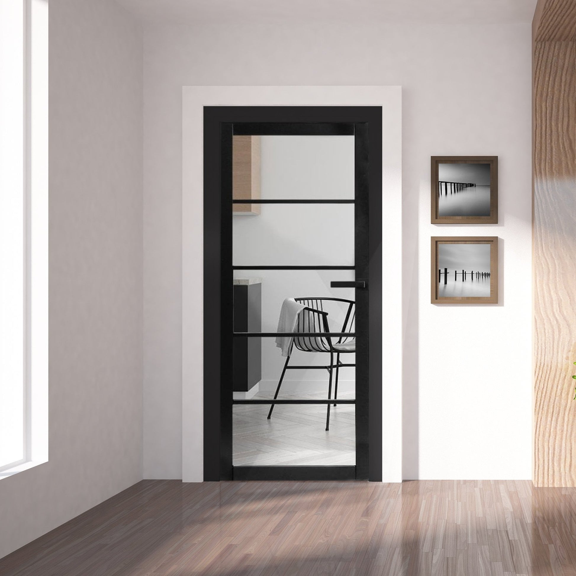 B-Grade Black Internal Fully Finished Industrial Studio 5 Light Clear Glass Door (123881)