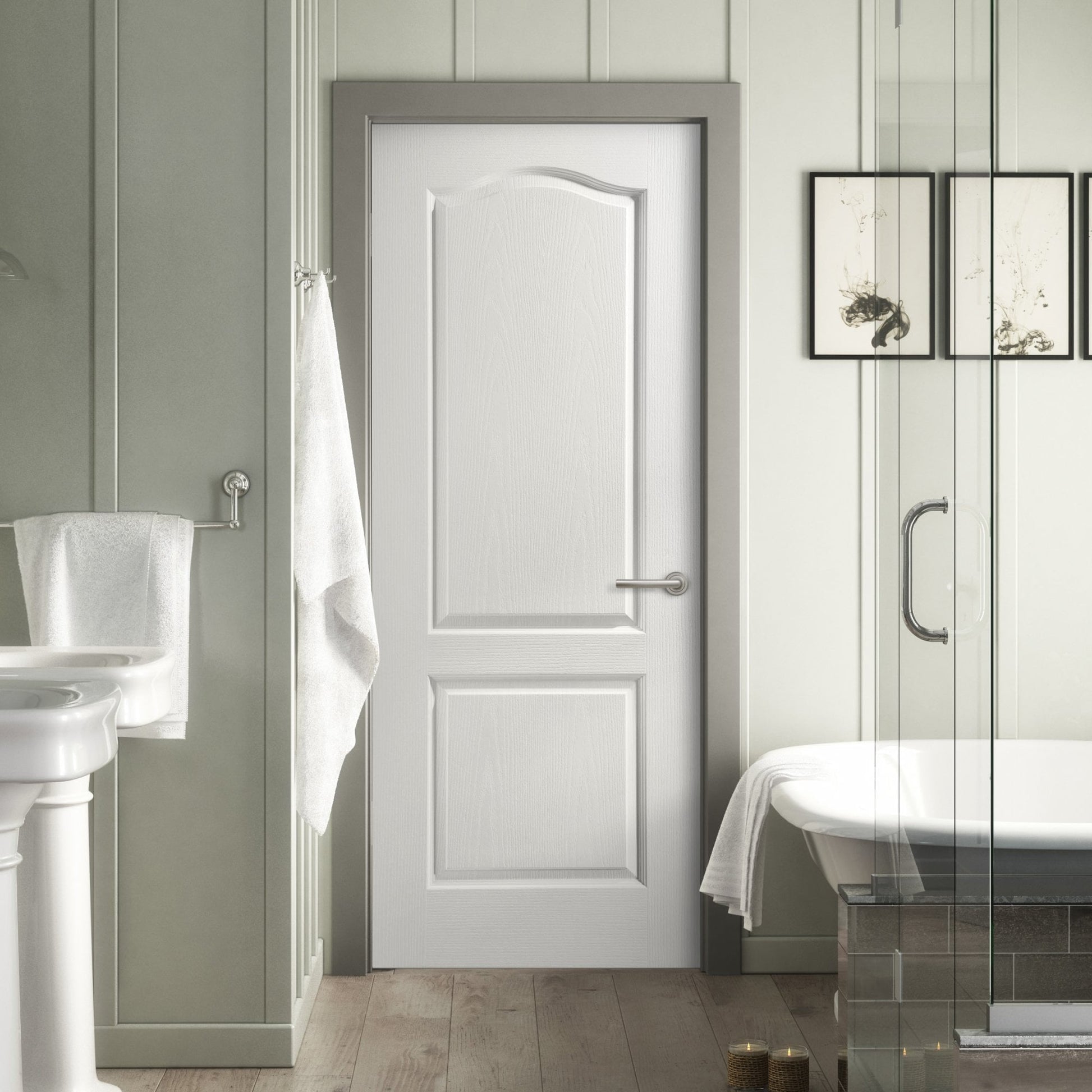 B-Grade White Internal Primed Lifestyle Moulded Textured Classique 2 Panel Arch Door (123882)