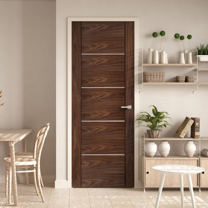 B-Grade Walnut Internal Fully Finished Venice 5 Panel Door (123890)