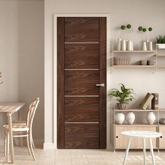 B-Grade Walnut Internal Fully Finished Venice 5 Panel Door (123890)