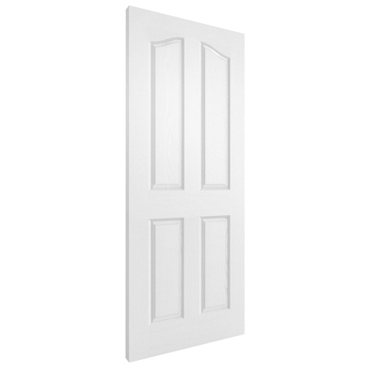 B-Grade White Internal Primed Textured Lifestyle 4 Panel Arch Top Door (123895)