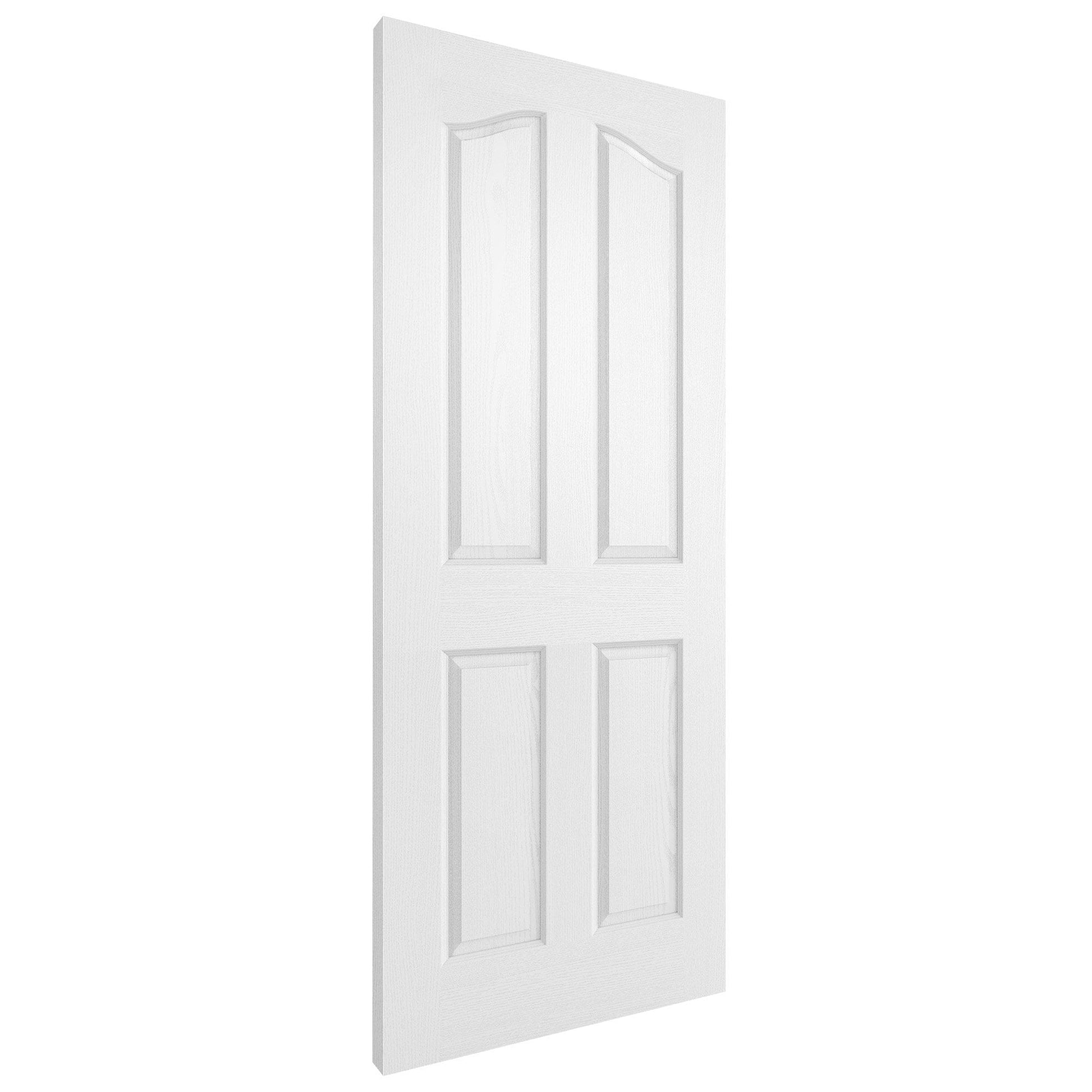 B-Grade White Internal Primed Textured Lifestyle 4 Panel Arch Top Door (123895)