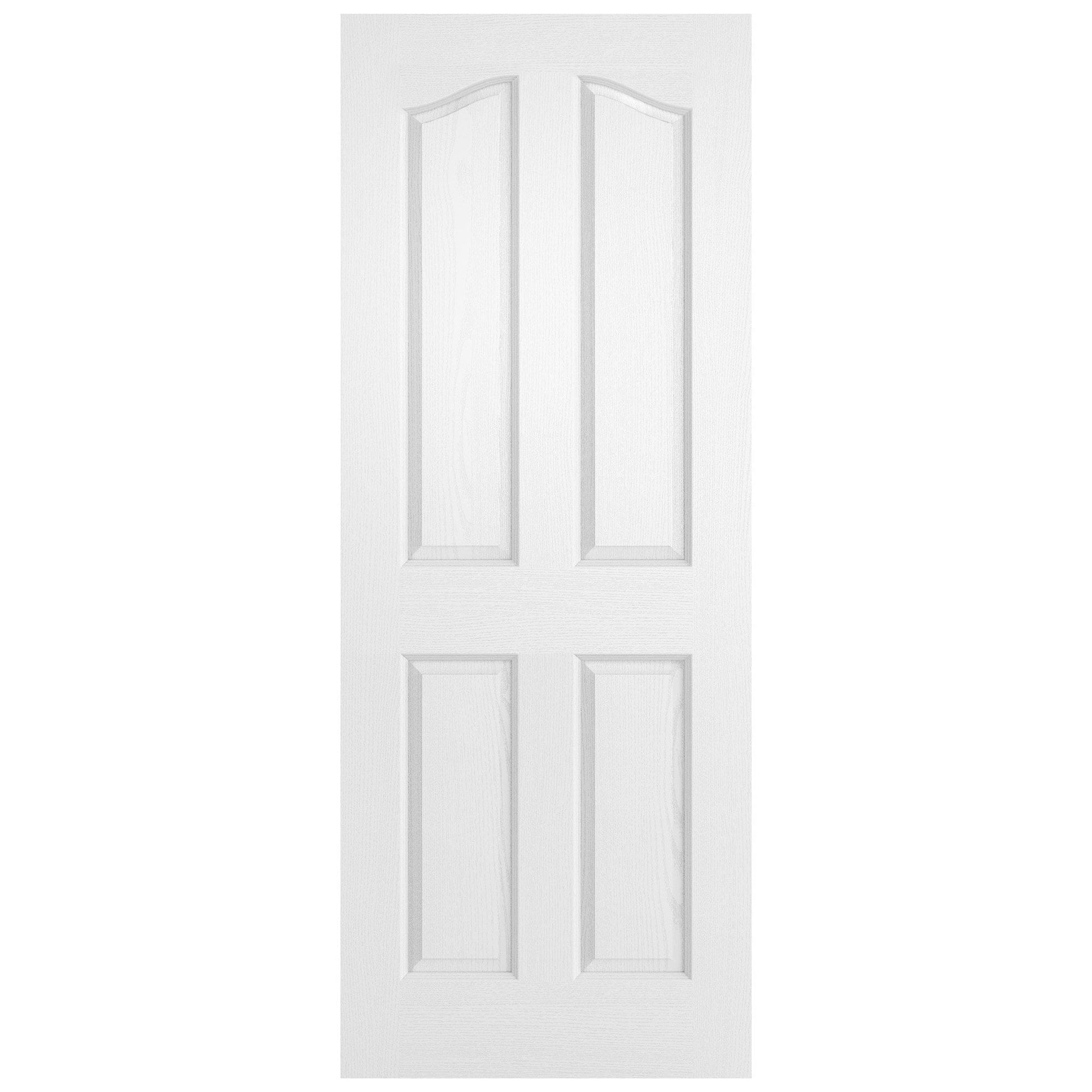 B-Grade White Internal Primed Textured Lifestyle 4 Panel Arch Top Door (123895)