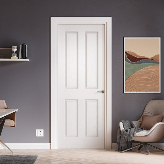 B-Grade White Internal Primed Lifestyle Textured 4 Panel Square Top Door (123903)
