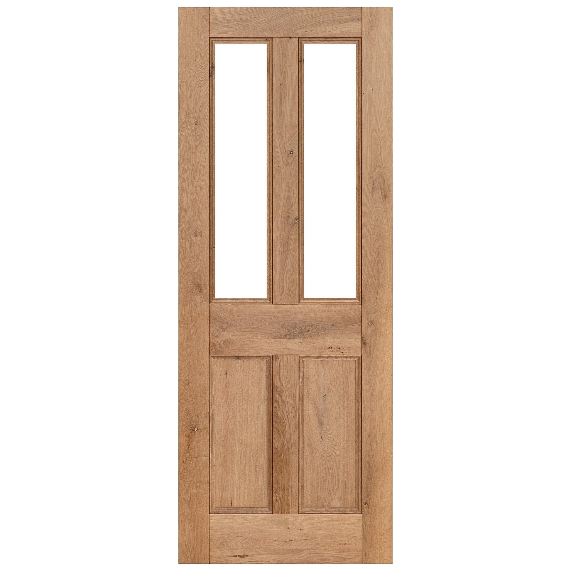 B-Grade Internal Fully Finished Rustic Oak Victorian 2 Light Clear Glazed Door (LOLRUSGOAK)