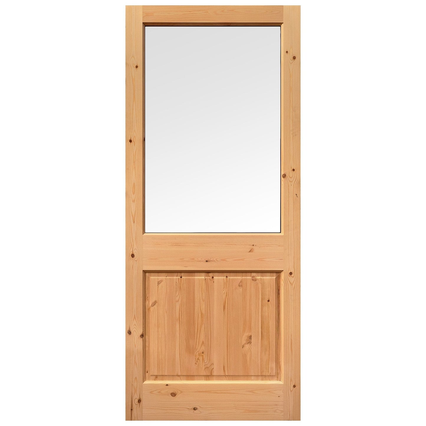 B-Grade Solid Pine External Unfinished 2XG 1 Panel 1 Light Clear Glass Double Glazed Door (123914)